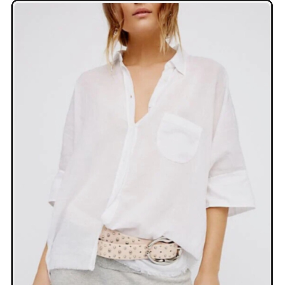 Free People The Best of Me White Gauzy Button-Down Shirt - Picture 4 of 13
